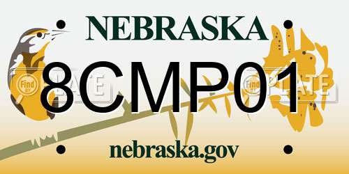 8CMP01 Nebraska License Plate