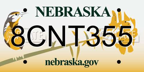 8CNT355 Nebraska License Plate