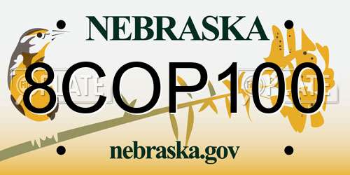 8COP100 Nebraska License Plate
