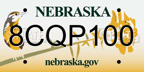 8CQP100 Nebraska License Plate