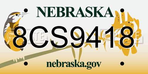 8CS9418 Nebraska License Plate