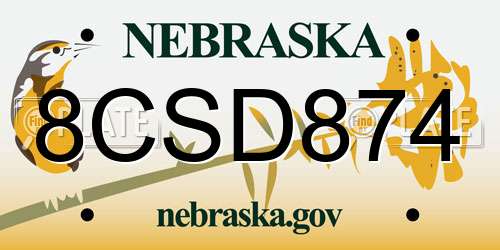 8CSD874 Nebraska License Plate