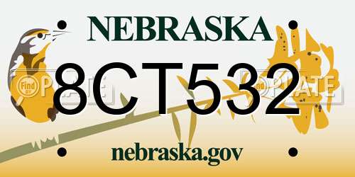 8CT532 Nebraska License Plate