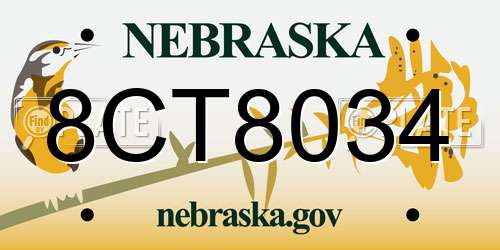 8CT8034 Nebraska License Plate