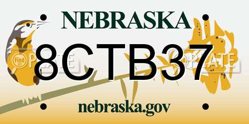 8CTB37 Nebraska License Plate