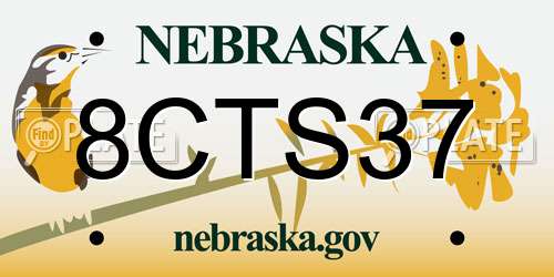 8CTS37 Nebraska License Plate