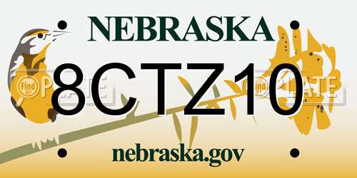 8CTZ10 Nebraska License Plate