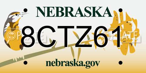 8CTZ61 Nebraska License Plate