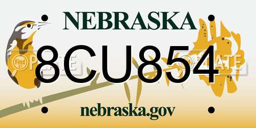 8CU854 Nebraska License Plate