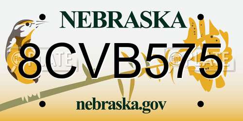 8CVB575 Nebraska License Plate