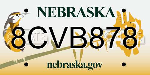8CVB878 Nebraska License Plate