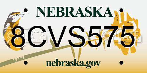 8CVS575 Nebraska License Plate