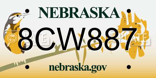 8CW887 Nebraska License Plate