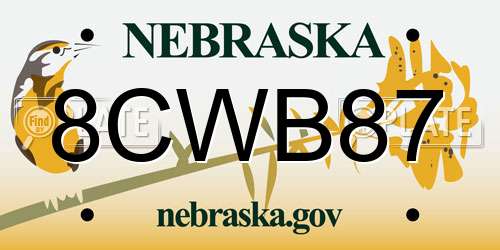 8CWB87 Nebraska License Plate