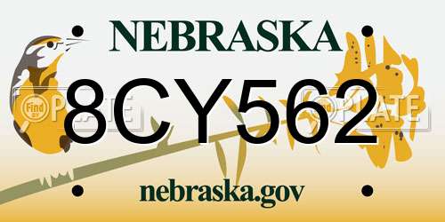 8CY562 Nebraska License Plate