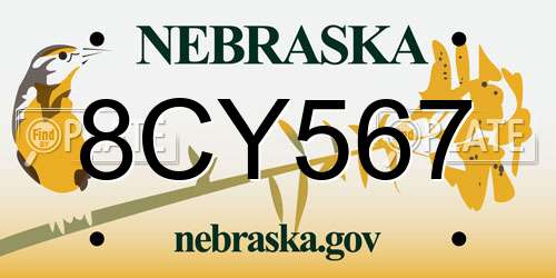 8CY567 Nebraska License Plate