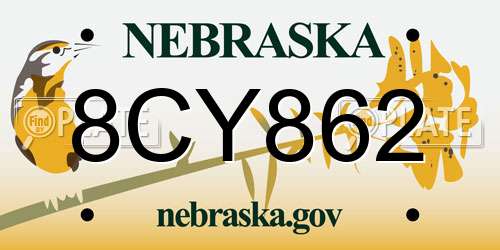 8CY862 Nebraska License Plate