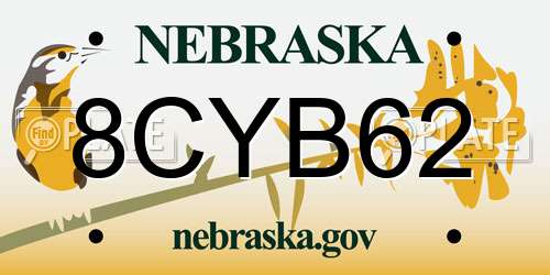 8CYB62 Nebraska License Plate