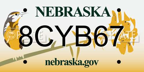 8CYB67 Nebraska License Plate
