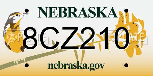 8CZ210 Nebraska License Plate