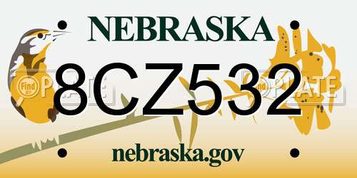 8CZ532 Nebraska License Plate