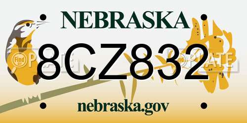 8CZ832 Nebraska License Plate