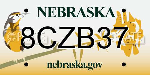 8CZB37 Nebraska License Plate