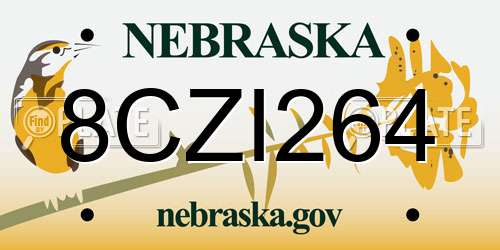 8CZI264 Nebraska License Plate