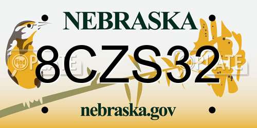 8CZS32 Nebraska License Plate