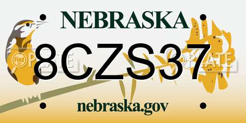 8CZS37 Nebraska License Plate