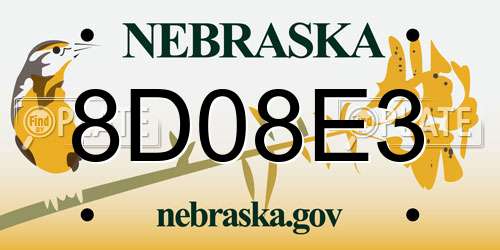 8D08E3 Nebraska License Plate