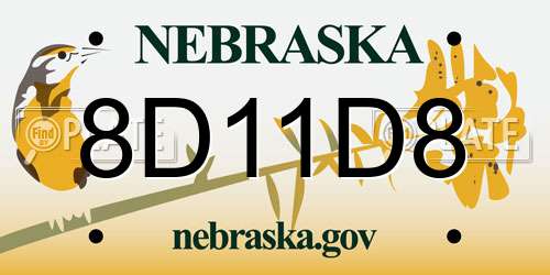 8D11D8 Nebraska License Plate