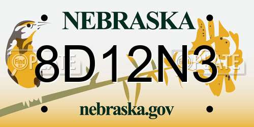 8D12N3 Nebraska License Plate