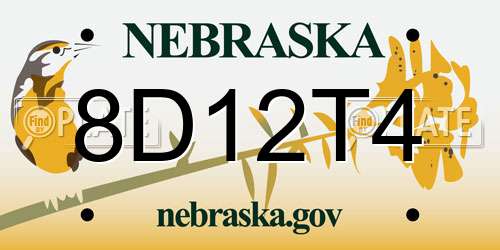 8D12T4 Nebraska License Plate