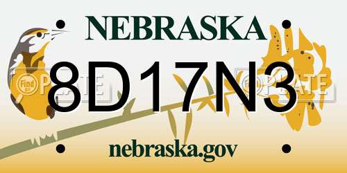 8D17N3 Nebraska License Plate