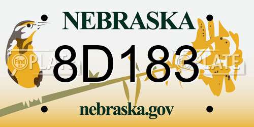 8D183 Nebraska License Plate