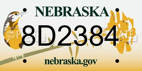 8D2384 Nebraska License Plate