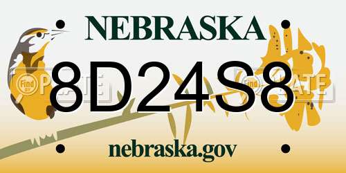 8D24S8 Nebraska License Plate
