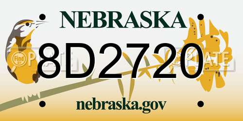 8D2720 Nebraska License Plate