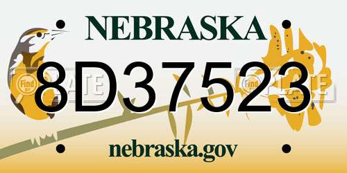 8D37523 Nebraska License Plate