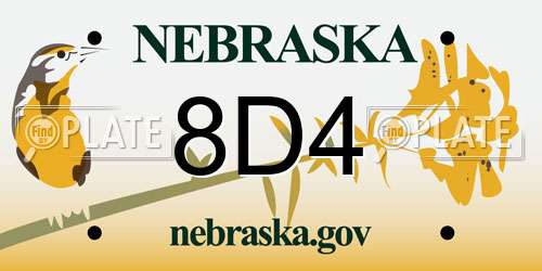 8D4 Nebraska License Plate