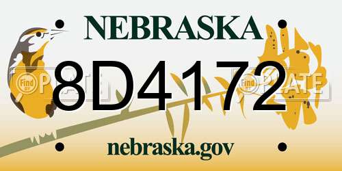8D4172 Nebraska License Plate