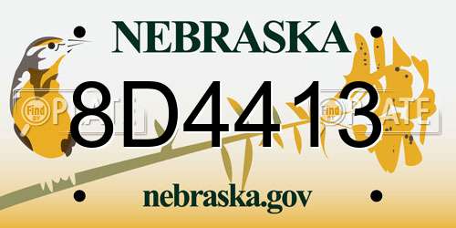 8D4413 Nebraska License Plate