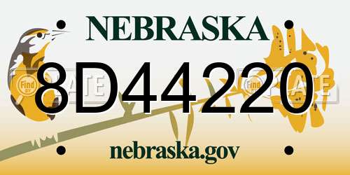 8D44220 Nebraska License Plate