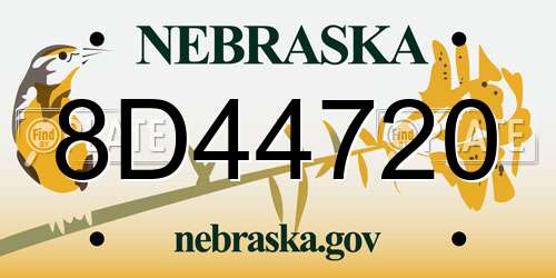 8D44720 Nebraska License Plate