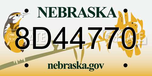8D44770 Nebraska License Plate