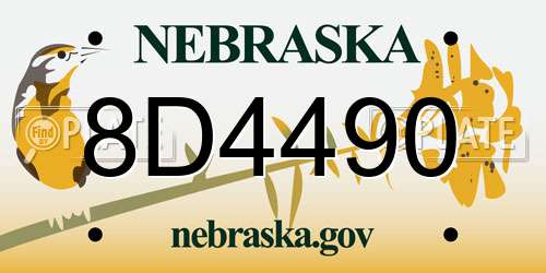 8D4490 Nebraska License Plate