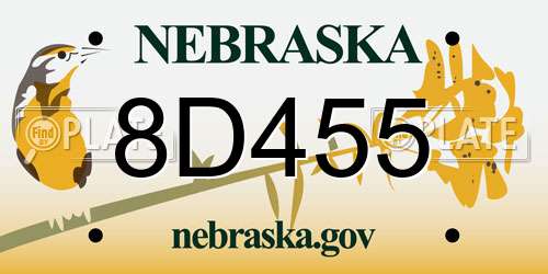 8D455 Nebraska License Plate