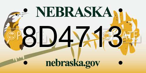 8D4713 Nebraska License Plate