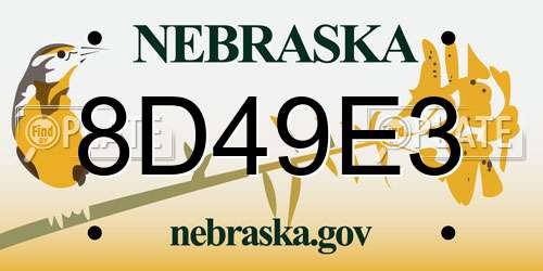 8D49E3 Nebraska License Plate